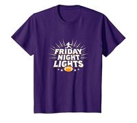 Niñas Fútbol Viernes Noche Luces Game Day Spirit Camiseta, Niños, Morado, 4 años