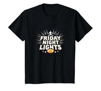 Niñas Fútbol Viernes Noche Luces Game Day Spirit Camiseta, Niños, Negro, 12 años