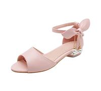 Niñas grandes Hebilla romana Boca de Pescado Dedos abiertos Zapatos de los niños Boda de baile princesa Zapatos Sandalias 25, Rosa., 34 EU 3X-Estrecho