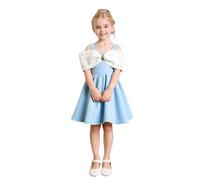 Niñas Lazo Blanco Sin Mangas Una Línea Festiva Varios Colores Fiesta Partes Vestido de Fiesta, azul, 2-3 años