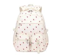Niñas Mochila Escuela Primaria Fresa Patrón Daypack Nylon Junior Middle School Cool Mochilas para Adolescentes Niñas Impermeable, beige, Einheitsgröße, Mochilas daypack