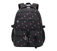 Niñas Mochila Escuela Primaria Fresa Patrón Daypack Nylon Junior Middle School Cool Mochilas para Adolescentes Niñas Impermeable, Negro , Einheitsgröße, Mochilas daypack