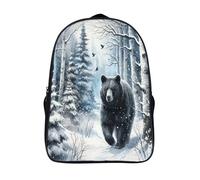 niñas niños mochila de dibujos animados fauna moderna y duradera mochila 3d impresos 2 compartimento bosque invernal de osos con arnés ajustables mochilas ligeras-16,para adolescentes adultos