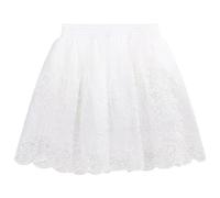 Niñas Pequeñas Niñas Falda Tutu Falda Princesa de Encaje Falda Tutu de Ballet con Cintura Ancha Elástica Falda Corta de Moda con Bordado Floral - Blanco Talla del Fabricante 110