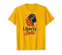 Niñas Rojo Blanco Azul Liberty Belle Patriotic Stars Camiseta, Hombre, Dorado Brillante, S