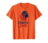 Niñas Rojo Blanco Azul Liberty Belle Patriotic Stars Camiseta, Hombre, Naranja, L