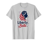 Niñas Rojo Blanco Azul Liberty Belle Patriotic Stars Camiseta, Hombre, Plata, S
