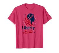 Niñas Rojo Blanco Azul Liberty Belle Patriotic Stars Camiseta, Hombre, Rojo Jaspeado, XXL