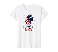 Niñas Rojo Blanco Azul Liberty Belle Patriotic Stars Camiseta, Mujer, Blanco, L