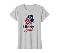 Niñas Rojo Blanco Azul Liberty Belle Patriotic Stars Camiseta, Mujer, Plata, 3XL
