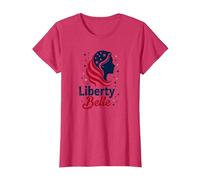 Niñas Rojo Blanco Azul Liberty Belle Patriotic Stars Camiseta, Mujer, Rojo Jaspeado, M