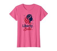 Niñas Rojo Blanco Azul Liberty Belle Patriotic Stars Camiseta, Mujer, Rosa Jaspeado, L