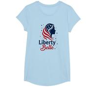Niñas Rojo Blanco Azul Liberty Belle Patriotic Stars Camiseta, Niñas, Azul Bebé, Mediano