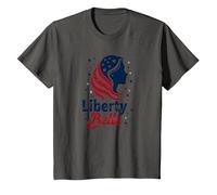Niñas Rojo Blanco Azul Liberty Belle Patriotic Stars Camiseta, Niños, Asfalto, 4 años