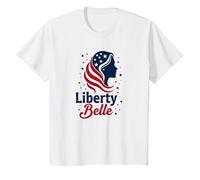 Niñas Rojo Blanco Azul Liberty Belle Patriotic Stars Camiseta, Niños, Blanco, 8 años