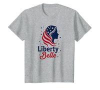 Niñas Rojo Blanco Azul Liberty Belle Patriotic Stars Camiseta, Niños, Gris Jaspeado, 3 años