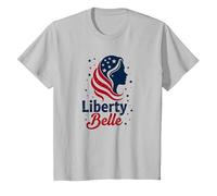 Niñas Rojo Blanco Azul Liberty Belle Patriotic Stars Camiseta, Niños, Plata, 2 años