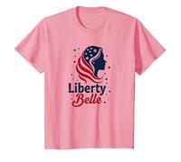 Niñas Rojo Blanco Azul Liberty Belle Patriotic Stars Camiseta, Niños, Rosado, 10 años