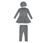 Niñas Ropa De Playa Piscina - Traje de baño musulmán para niñas Hijab de cobertura completa de 3 piezas Burkini traje de baño árabe ropa de playa Top pantalones disfraz con gorro (Grey 4-5 Years)