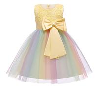Niñas Vestido Princesa ArcoíRis Flor Tutú Vestidos para Bodas Vestidos Bautismo Cumpleaños Fiesta Vestido para Chicas Amarillo 4-5 Años