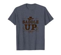 Niñas Western Saddle Up Cowgirl Rodeo Adventure Camiseta, Hombre, Azul Jaspeado, 4XL