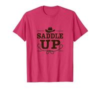Niñas Western Saddle Up Cowgirl Rodeo Adventure Camiseta, Hombre, Rojo Jaspeado, XL