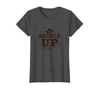 Niñas Western Saddle Up Cowgirl Rodeo Adventure Camiseta, Mujer, Jaspeado Oscuro, L
