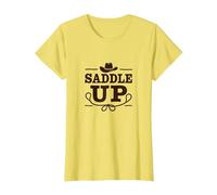 Niñas Western Saddle Up Cowgirl Rodeo Adventure Camiseta, Mujer, Limón, M