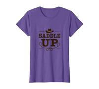 Niñas Western Saddle Up Cowgirl Rodeo Adventure Camiseta, Mujer, Morado Jaspeado, M