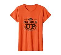 Niñas Western Saddle Up Cowgirl Rodeo Adventure Camiseta, Mujer, Naranja, L