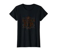 Niñas Western Saddle Up Cowgirl Rodeo Adventure Camiseta, Mujer, Negro, L