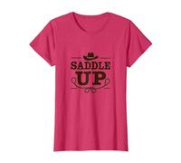 Niñas Western Saddle Up Cowgirl Rodeo Adventure Camiseta, Mujer, Rojo Jaspeado, XS
