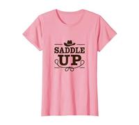 Niñas Western Saddle Up Cowgirl Rodeo Adventure Camiseta, Mujer, Rosado, XS