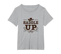 Niñas Western Saddle Up Cowgirl Rodeo Adventure Camiseta, Mujer Tallas Grandes, Gris Jaspeado, 5XL Grande