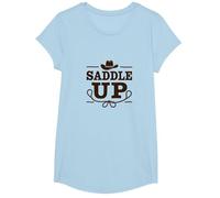 Niñas Western Saddle Up Cowgirl Rodeo Adventure Camiseta, Niñas, Azul Bebé, Mediano