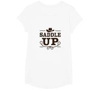 Niñas Western Saddle Up Cowgirl Rodeo Adventure Camiseta, Niñas, Blanco, XS
