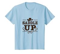 Niñas Western Saddle Up Cowgirl Rodeo Adventure Camiseta, Niños, Azul Bebé, 12 años