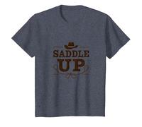Niñas Western Saddle Up Cowgirl Rodeo Adventure Camiseta, Niños, Azul Jaspeado, 3 años