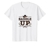 Niñas Western Saddle Up Cowgirl Rodeo Adventure Camiseta, Niños, Blanco, 12 años
