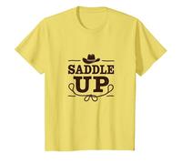 Niñas Western Saddle Up Cowgirl Rodeo Adventure Camiseta, Niños, Limón, 4 años