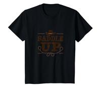 Niñas Western Saddle Up Cowgirl Rodeo Adventure Camiseta, Niños, Negro, 4 años