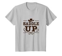 Niñas Western Saddle Up Cowgirl Rodeo Adventure Camiseta, Niños, Plata, 2 años