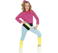 Niñas y Niños 1980s Gimnasta Disfraz 80s Aerobic Niña Conjunto Fg