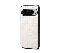 nincyee Funda de piel sintética para Google Pixel 9A, diseño clásico de piel de becerro, lichi, funda básica de piel sintética para Google Pixel 9A, color blanco