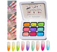 Nine Color Art Palette, Long Lasting Patting Gel, 2,5 ml Sculpting Nail Glue with Compact Well, Sponge Pat Kit, Highly Pigmented Cream Plate with Smooth Blend, Women Girls Cosmetics for Dating