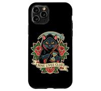 Nine Lives Club Grim Reaper Cat Retro Tatuaje Humor Oscuro Carcasa para iPhone 11 Pro