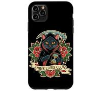 Nine Lives Club Grim Reaper Cat Retro Tatuaje Humor Oscuro Carcasa para iPhone 11 Pro MAX