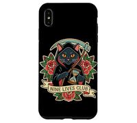 Nine Lives Club Grim Reaper Cat Retro Tatuaje Humor Oscuro Carcasa para iPhone XS MAX