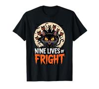 Nine Lives of Fright Funny Halloween Cat Camiseta