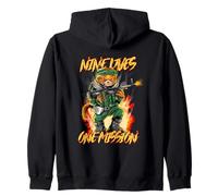 Nine Lives One Mission Cat con gráfico de Ametralladora M60 Sudadera con Capucha